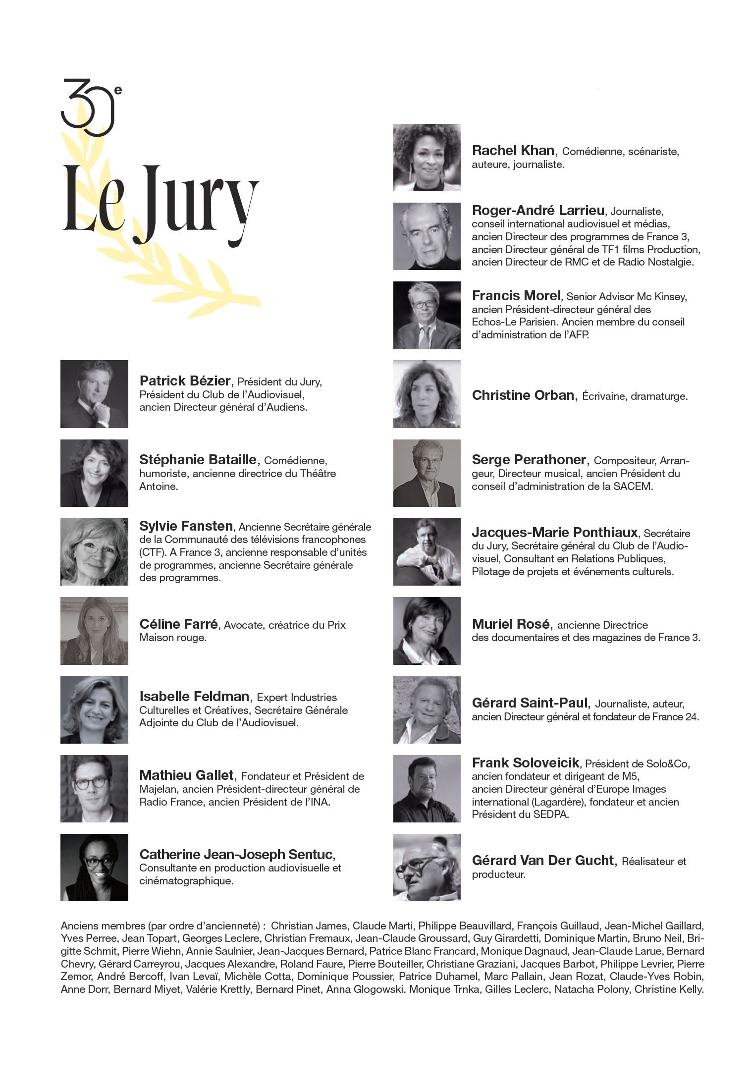 Jury 30ème Cérémonie des Lauriers